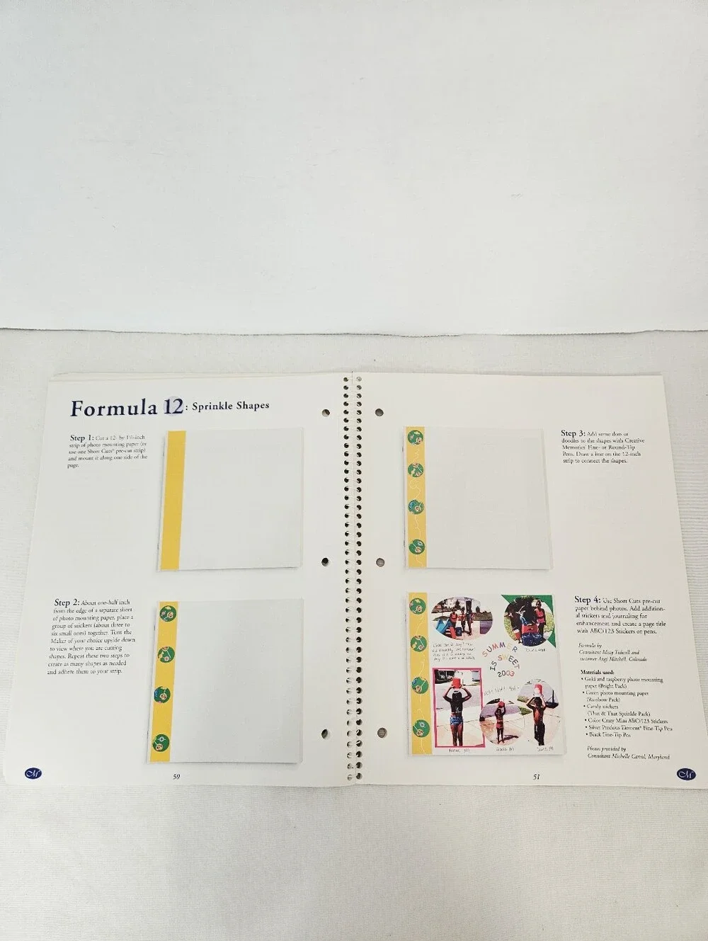 Creative Memories Fast Formulas 4th Edition Scrapbook Layout Idea Book 2003
